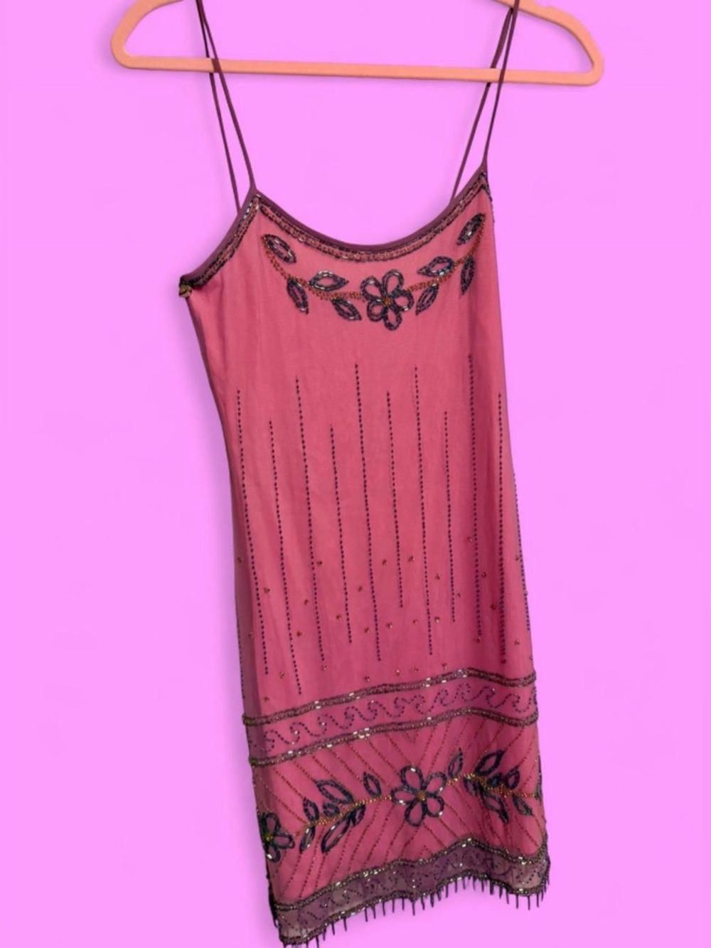 Vintage pink beaded Betsy Johnson dress